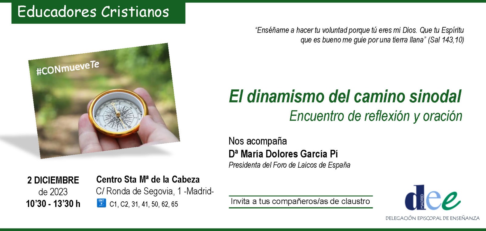 Encuentro de educadores cristianos con María Dolores García Pí (Pta. Foro Laicos España)